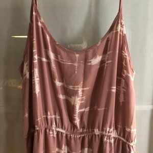 Pink and White Modern Print Maxi Dress